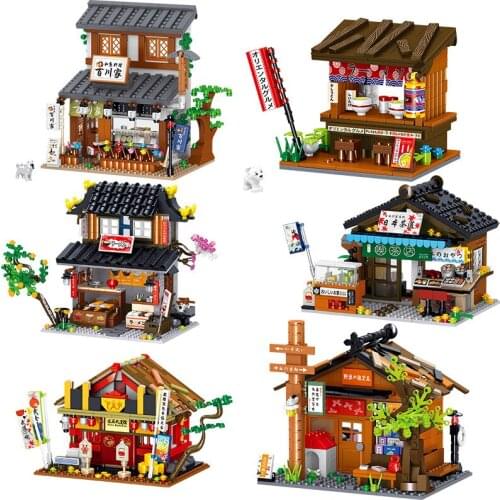 Mini Street The Japanese Style Archetecture Shop House Building Brick & Figures Education DIY Toys Boys Girls Gift