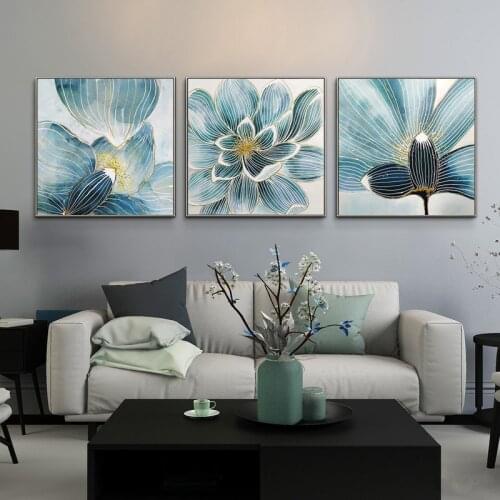 EECAMAIL DIY Diamond Painting Handicraft No Frame Full Diamond Embroidery Abstract Flower Triptych Restaurant Diamond Painting
