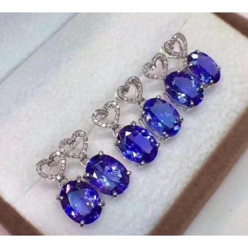 Natural Tanzanite Stud Woman Blue Gem Exquisite Stud Earrings Genuine S925 Sterling Silver Jewelry with Certificate