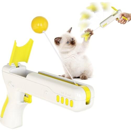 Funny Interactive Cat Toy With Feather&Ball Original Cat Stick Gun for Kittens Puppies Small Dogs Pet Products