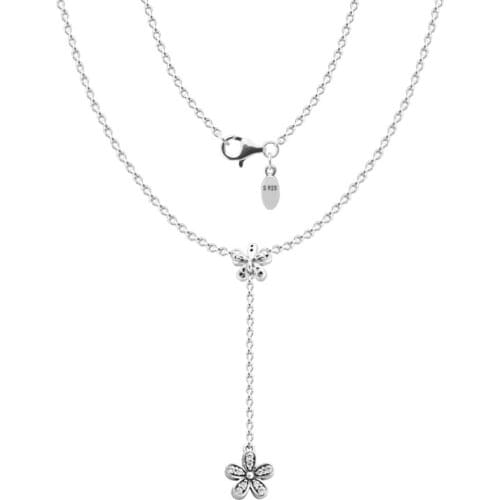 Dazzling Daisies Pendants Necklaces with Clear Cubic Zirconia 100% 925 Sterling-Silver-Jewelry Free Shipping