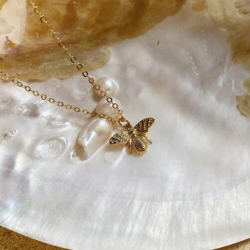 INS Wind A Type Insect Bee 925 Sterling Silver Necklace For Women 2021 Gold 18k Jewelry Chain Choker Necklace