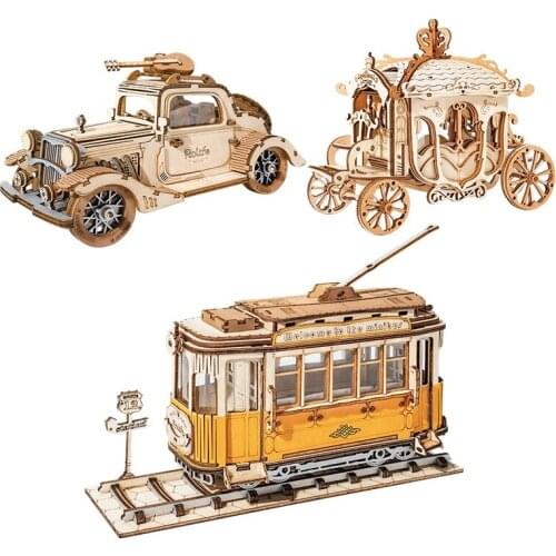Robotime Rolife Vintage Car Model 3D Wooden Puzzle Toys for Chilidren Kids Adult TG504