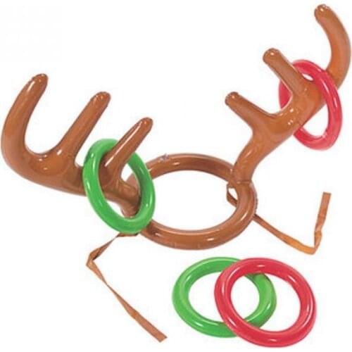 Christmas Toy Children Kids Inflatable Santa Funny Reindeer Antler Hat Ring Toss Christmas Holiday Party Game Supplies Toy