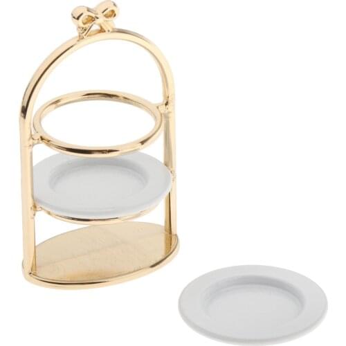 Snack stand - 1/12 Dollhouse Miniature 3 layer Metal Desserts Snack Cupcake Rack Stand