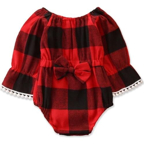 Plaid Horn Sleeve tassel Edge Spring Baby Girls Dress Kids Print Dresses Flare Long Sleeve Casual Baby Rompers