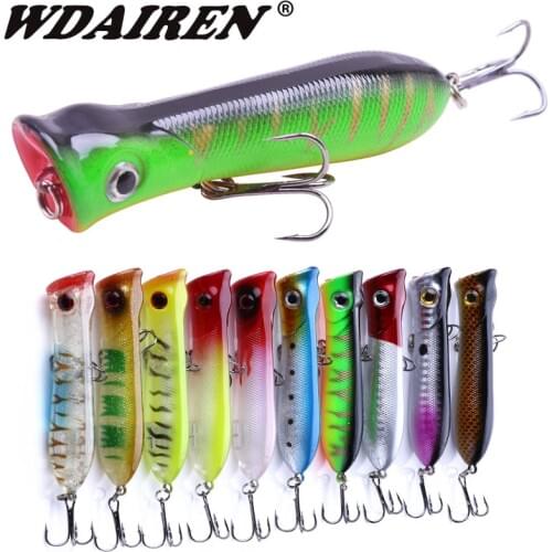 WDAIREN 1PCS Popper Lure Top Water Fishing Wobbler 8cm 11.5g Artificial Hard Bait Floating Crankbait Peche Bass Pesca Tackle