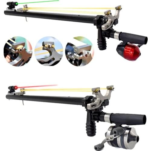 Hunting Slingshot High Power Stainless Steel Bow Head Alloy Telescopic Rod Catapult with Laser Rubber Band Outdoor Shooting Fish