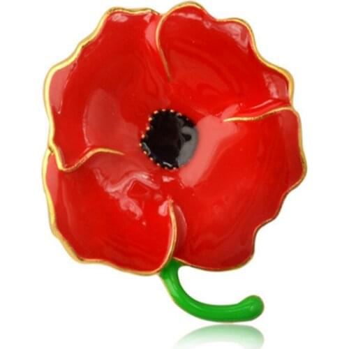 Charms Gold Color Alloy Plant Brooches For Women Red Enamel Pin Flowers Fashion Wedding Brooch Jewelry Clothing Accesories Gifts