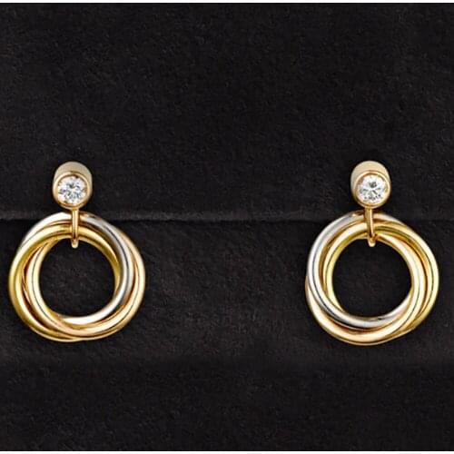 18K Rose Yellow White Gold Stud Earrings Women Wedding Anniversary Engagement Party Round Moissanite Elegant Trendy Romantic