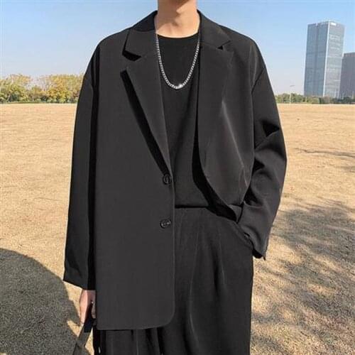 Oversized 2021 Fashion Solid Color Lapel Blazer Women Elegant Vintage Casual Loose Temperament Coat Tide Suit Blazer Jacket Men