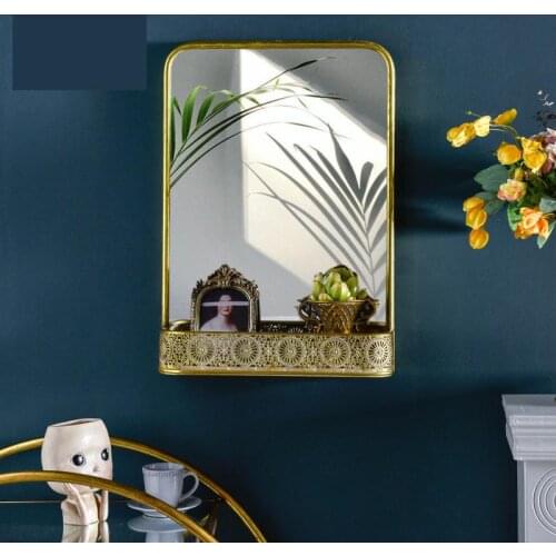 Framed Gold Mirror Wall Storage Decorative Mirror Wall Hanging Bathroom Mirror Decor Luxury Decor Organizer Gift