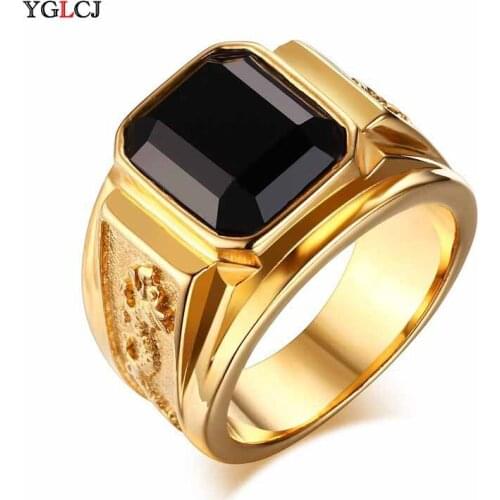 2020 Fashion MenS Crystal MenS Engagement Ring Punk Rock MenS Ring Jewelry Size 7-12