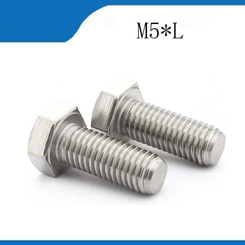 30pcs M5 DIN933 304 Stainless steel Outer Hexagon Hex Socket Head Cap Screw Bolt Metric Thread M5*8/10/12/16 M5 nails,M5 bolts