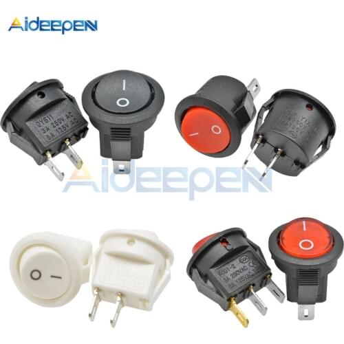 5PCS KCD1 Small Round Rocker Switch Diameter 15MM Seesaw Power Boat Switch ON-OFF 2 Pin 3 Pin 3A/250V 6A/125V AC