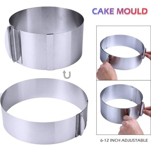 6"-12" Stainless Steel Mousse Ring Mold Adjustable Round Cake Mold Retractable Adjustable Baking Tool Accessories With Scale