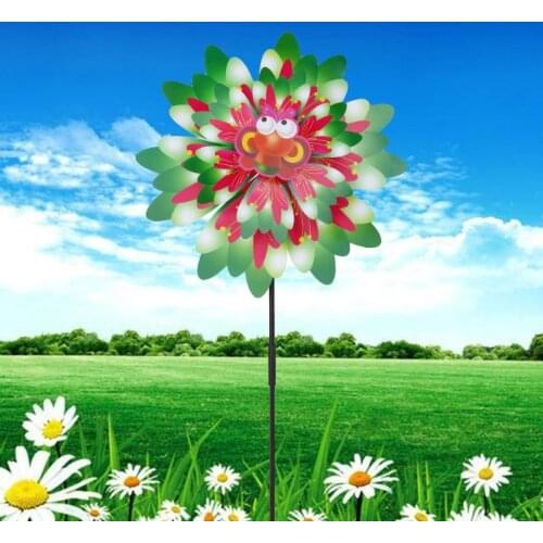 900C Wind Spinner Three Layers Sunflower Outdoor Garden Decoration Windmill Pinwheel Kids Children Toys Cartoon Gifts Funny