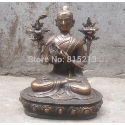 Bi00847 China Tibetan Buddhism Bronze copper carved TSONGKHAPH Buddha Sculpture Statue