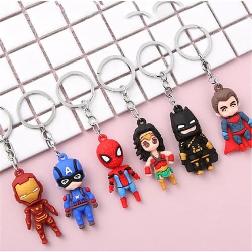 Marvel Anime Figure Keychain Kawaii Spiderman Periphery Keychain Strap Luxury Soft Glue Pvc Series Anime Figurine Toy Gift Kids