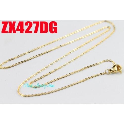 Golden color 1.2mm cross chain thin chain stainless steel necklace fashion women jewelry, small necklace 20pcs ZX427DG