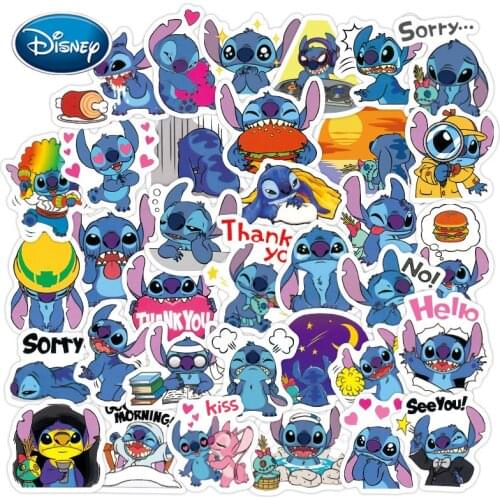 Disney 50pcs Stitch Cartoon Interstellar Baby Stitch Sticker Car Sticker Luggage Sticker Trolley Waterproof Graffiti Sticker