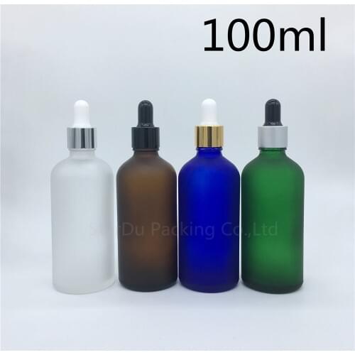 Travel bottle 200pcs 100ml amber green blue Transparent frosted glass essential oil bottle, 100cc perfume dropper bottles