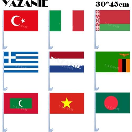 YAZANIE 30*45cm Turkey Italy Belarus Greece Netherland Zambia Printed Maldives Vietnam Bangladesh Car Flags and Banners