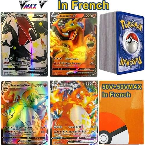 French Version Pokemon V Vmax Card Box Pokémon Francaise Shining Collection Charizard Card Display Carta Playing Game Kids Toy