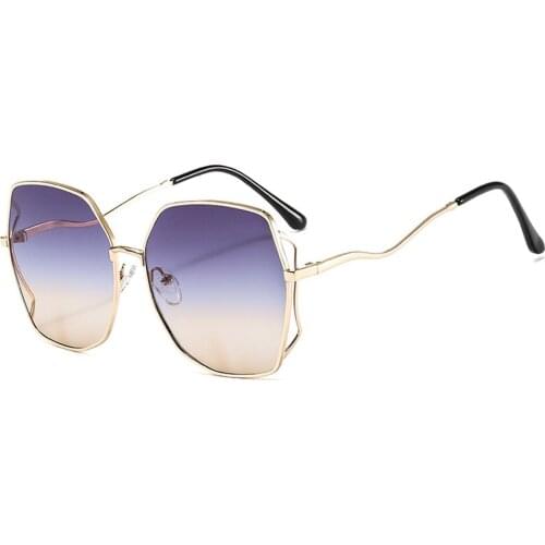 Personality Irregular Metal Eyewear Legs Tinted Color Gradient Lenses 2021 Fashion Sunglasses Women Men Ultra-light Sun Glasses