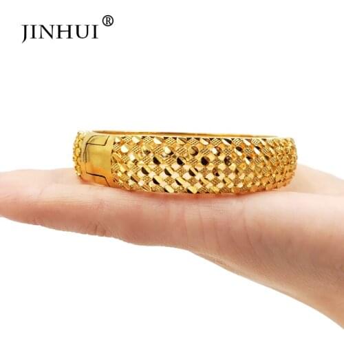 Jin Hui New Fashion Gold Color Wedding Bangles for Women Bride Can open Bracelets Ethiopian/france/African/Dubai Jewelry gifts