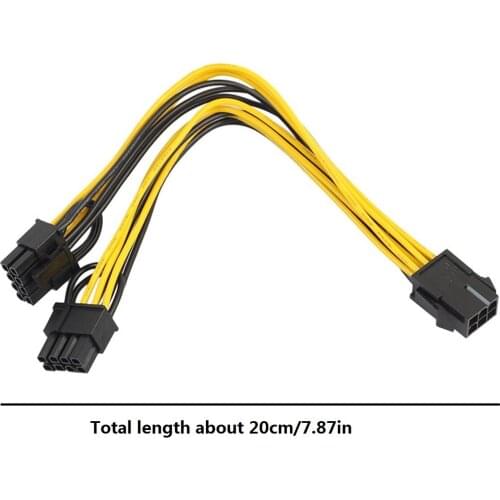 3 pcs 6 Pin PCI Express to Dual PCIE 8(6+2) Power Splitter Cable 20cm for Motherboard Graphics Card PCI-E GPU Power Data Cable