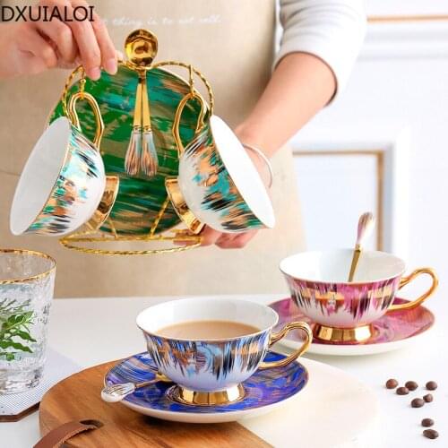 DXUIALOI European style ceramic mug for household use coffee mug mug water cup afternoon tea cup dish set home decoration