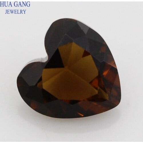 Coffee Color Heart Shape Princess Cut Loose Glass Beads Synthetic Gems For Jewelry Size 4x4~15x15mm Free Shipping