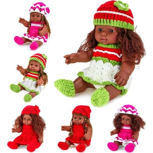 30cm/12inch Black Baby Dolls Soft Silicone Lifelike Reborn Baby Toys Simulation Infant Dolls for Kids Boys Girls Toddlers Gifts