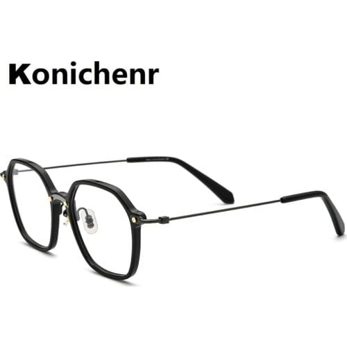 Konichenr Acetate Rim Titanium Temple Polygon Glasses Frame Men Vintage Prescription Eyeglasses Women Optical Spectacles Eyewear