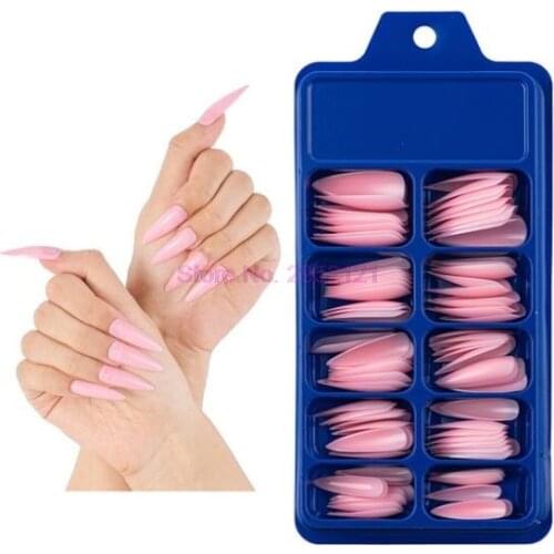 500bags Solid Color False Nails Long Ballerina Simple Fake Nails Extension Nails Art UV Gel Acrylic Manicure Full Nail Tips hot