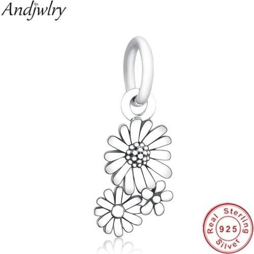 Fit Original Pandora Charms Bracelet 925 Sterling Silver Daisy Flower Bouquet Dangle Charm Pendant DIY Jewelry Berloque