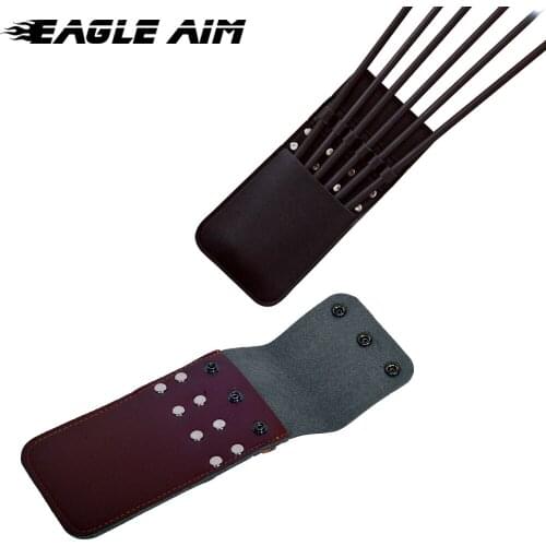 Portable Leather Hunting Archery 6 Arrows Quiver Pocket Holder Bag