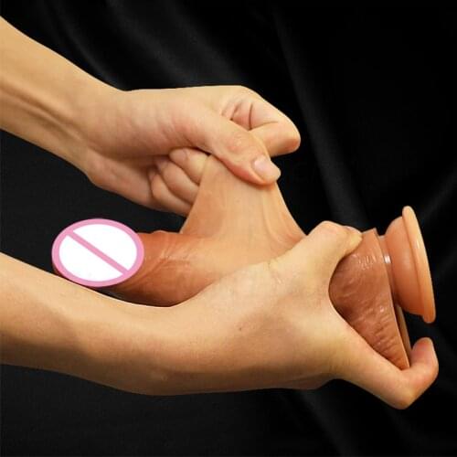 3 Size Sliding Foreskin Dildos for Female Liquid Silicone Huge Dildos for Anal Sex Toys Suction Strapon Dildo Fake Dick Sex Shop