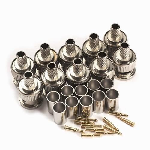 100PCS BNC Plug Crimp RF Coaxial Connectors for RG58 RG142 RG400 LMR195 RG223 Coax Male ADAPTER