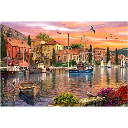 Needlework for embroidery DIY French DMC High Quality - Counted Cross Stitch Kits 14 ct Oil painting - Harbour Sunset