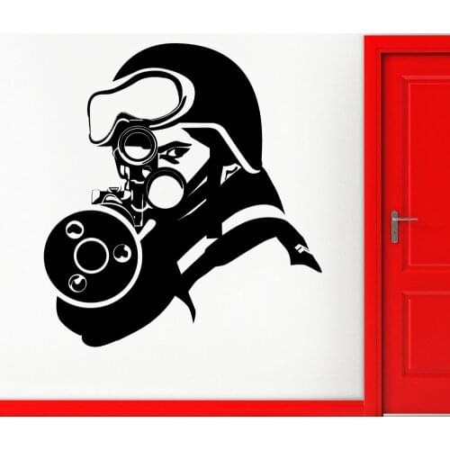 Sniper Shooting Pattern Wall Mural Art Design Creative Vinyl Wall Sticker Home Room Military Art Decor Mural Decal W964