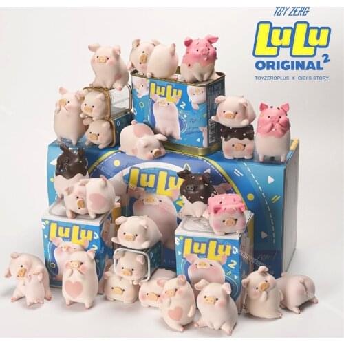 Blind Box Toys Canned LuLu Pig 2 Blind Box Guess Bag Caja Ciega Blind Bag Toys for Girls Anime Figures Cute Model Birthday Gift