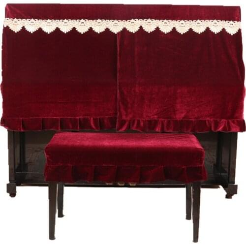 Piano Full Cover Fabric Gold Velvet Piano Cover Thickened Dust Cover Half Cover European Piano Cover Stool Cover Cloth