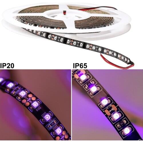 12V UV Ultraviolet 395-405nm led strip 3528 SMD 120led/m 5M/lot 8mm Black PCB for DJ Fluorescence party decoration