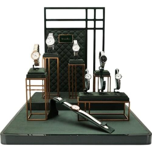 Jewelry display props metal velvet leather window watch holder creative jewelry display shelf