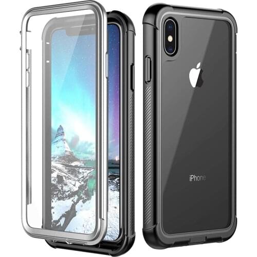 Full Body Protection Phone Cases for iPhone X XS XR XS MAX 7 8 Plus Clear Rugged Shockproof Cover Case Built-in Screen Protector