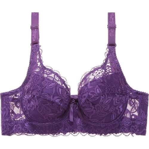 Womens Lace Push Up Bra Underwire Underwear Sexy Brassiere Floral Sheer Lingerie Bralette Ladies Bh Top 34-48 A B C D Cup