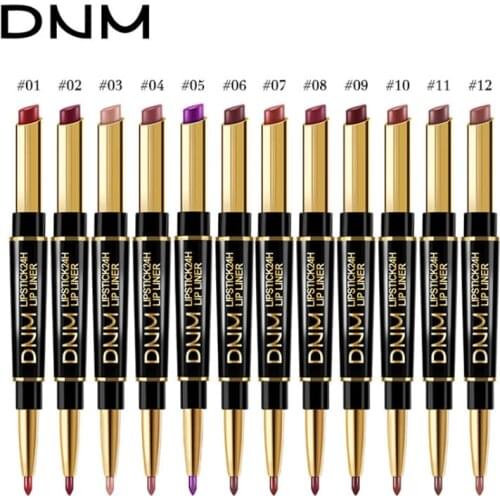 1PC 12 Colors Velvet Matte Natural Lipstick Lip Line Pen Double Use Shimmer Natural Matte Waterproof Easy To Wear Lipstick TSLM1