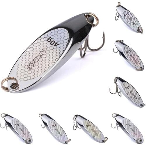 1pcs Metal 3g-40g Fishing Lures Wobbler Spinner Bait Spoon Artificial Hard Sequin Paillette Metal Steel Hook Lures